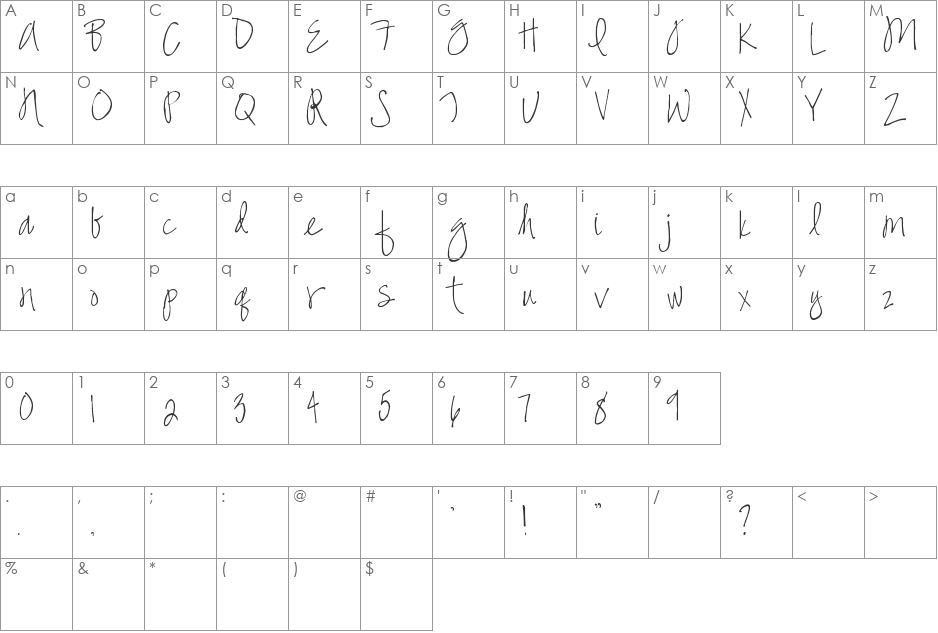 SP Inspired font character map preview