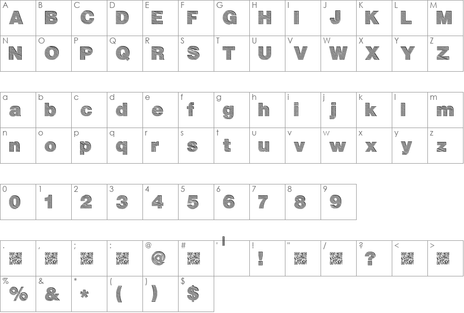 Space font character map preview