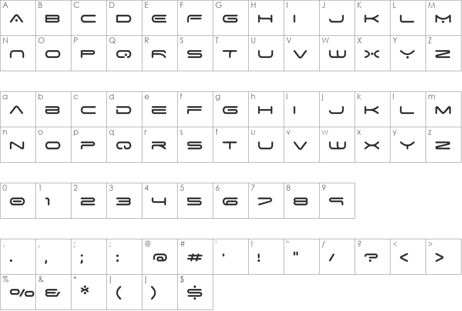 Space Age font character map preview