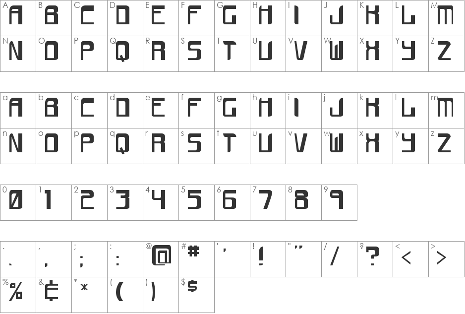 space case font character map preview