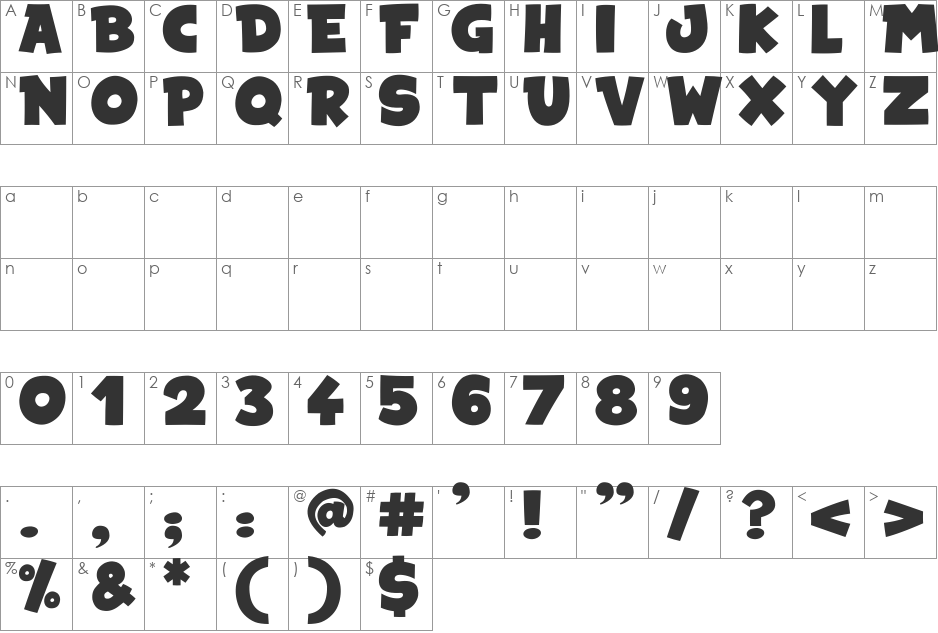 Space Comics font character map preview