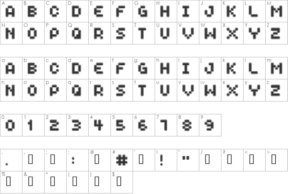 Spaceboy font character map preview