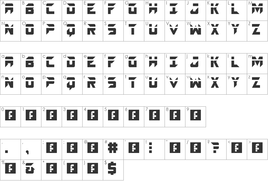 SPACECRAFT font character map preview