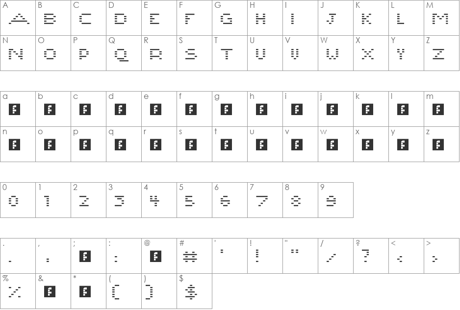 Spacecraft font character map preview