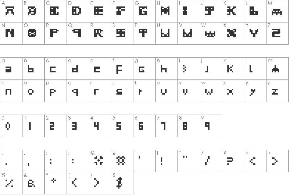 SpaceInvaders_Alpha font character map preview