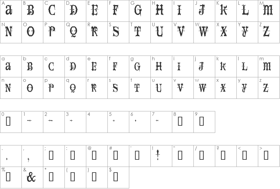 SpaceIveyCondensed font character map preview