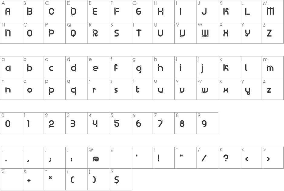 BD Ramen font character map preview