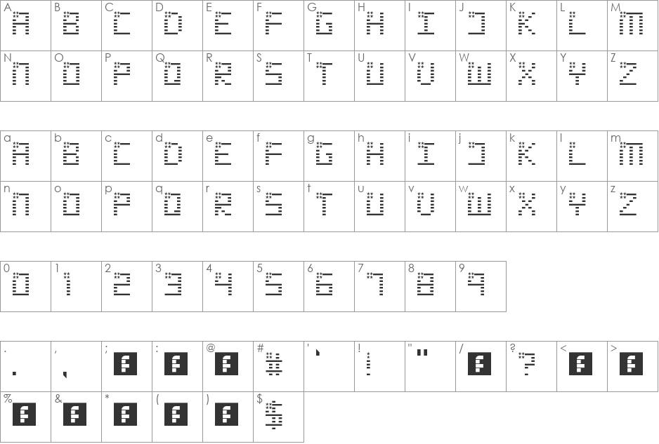 SPANGLED font character map preview