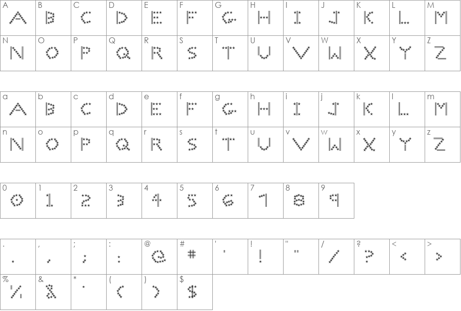 SpangledMast font character map preview