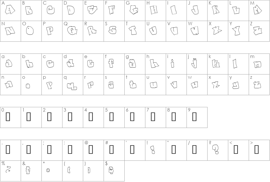 spanky  20 second version font character map preview