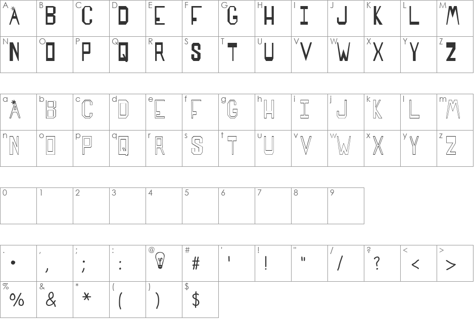 SPARKS MADE US font character map preview