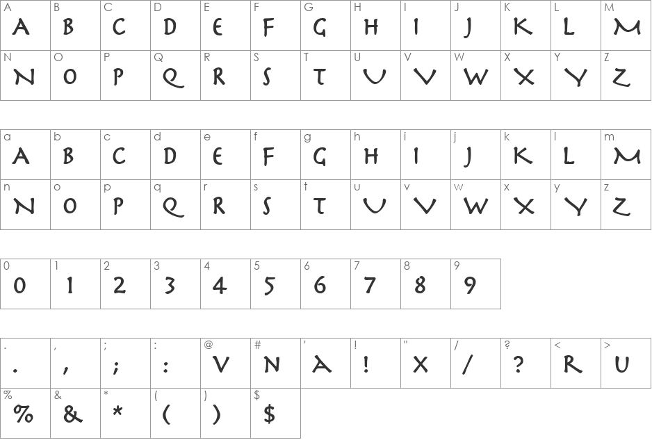 SpartaCapsSSi font character map preview