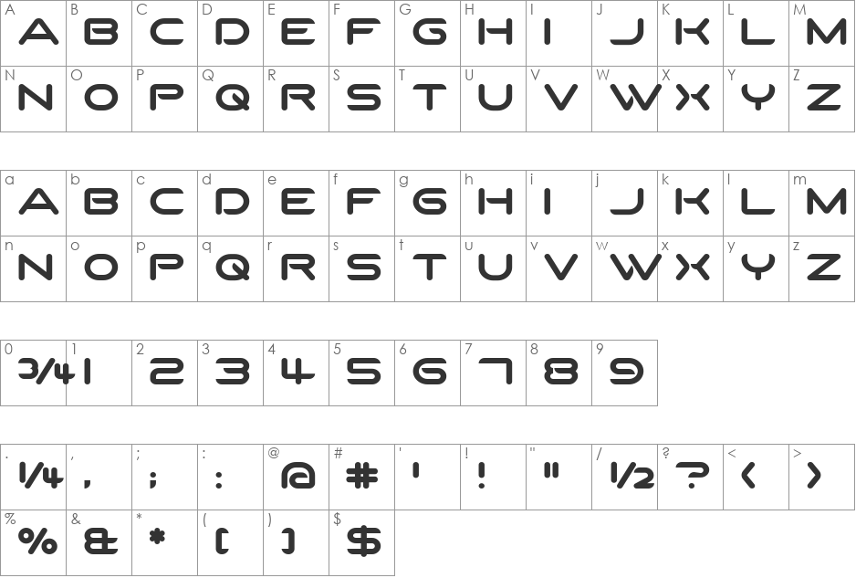 SparTakus Round font character map preview