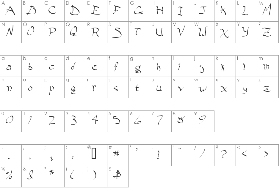 Spazoid font character map preview