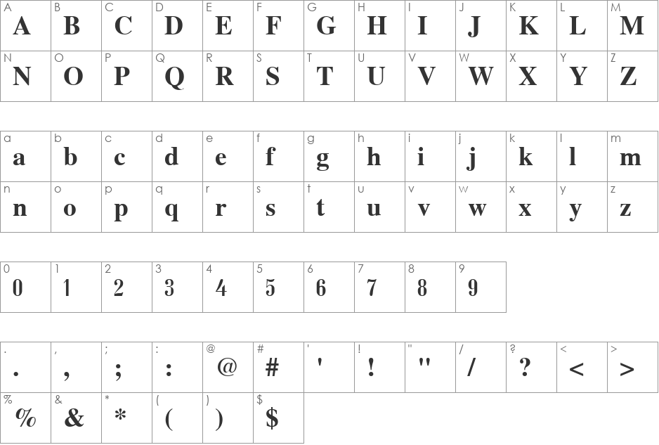 SPDumbadze MT font character map preview