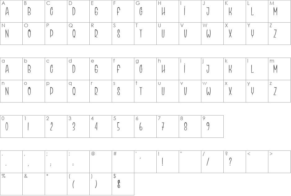 Speak Easy font character map preview