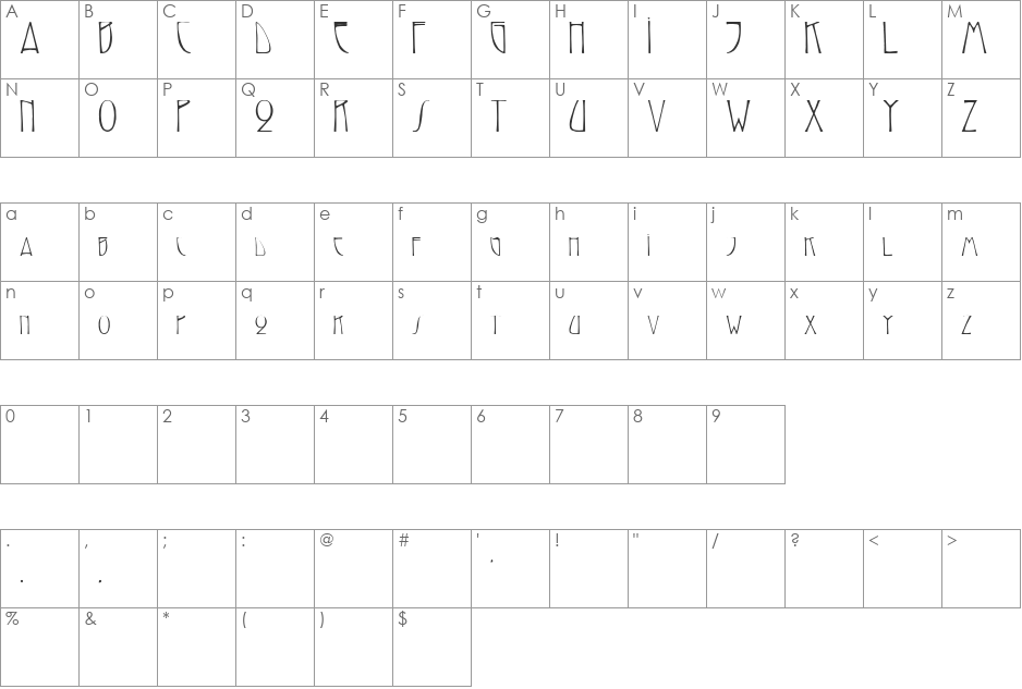 SPEAKEASY font character map preview