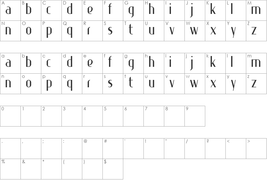 Special K font character map preview
