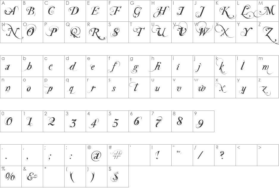 Special Type font character map preview