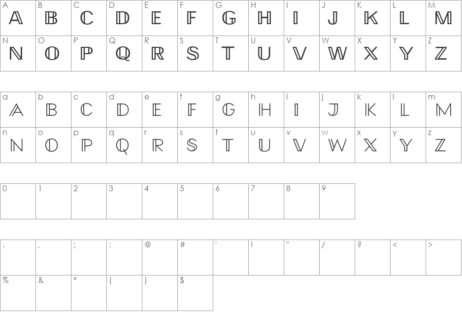 SpecialAlphabets font character map preview