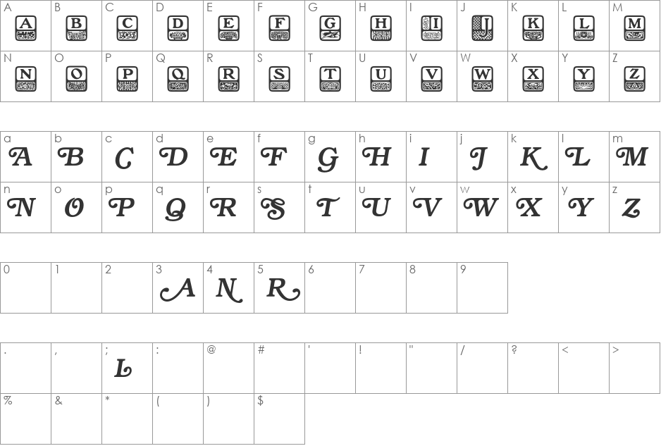 SpecialAlphabets font character map preview