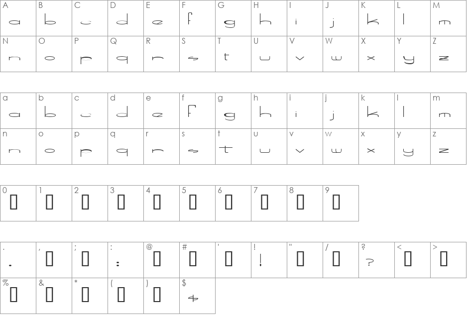Speed Bowling font character map preview