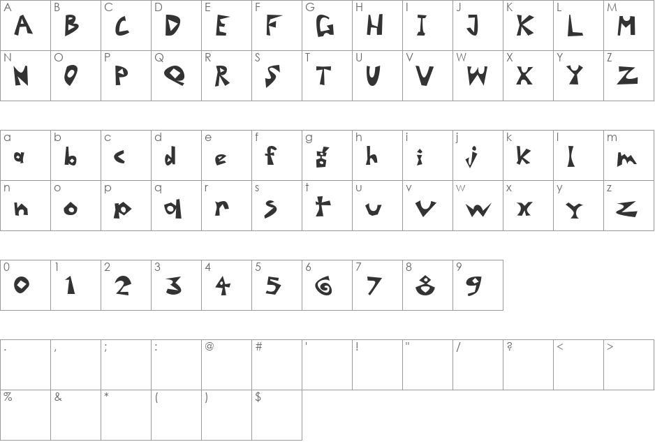 Speed Bump font character map preview