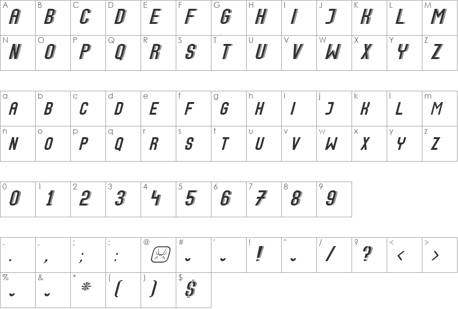 Speed  font character map preview