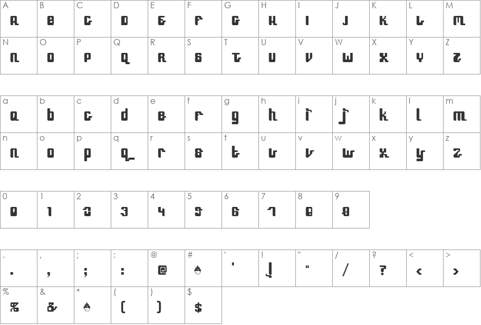 SpeedFreek font character map preview