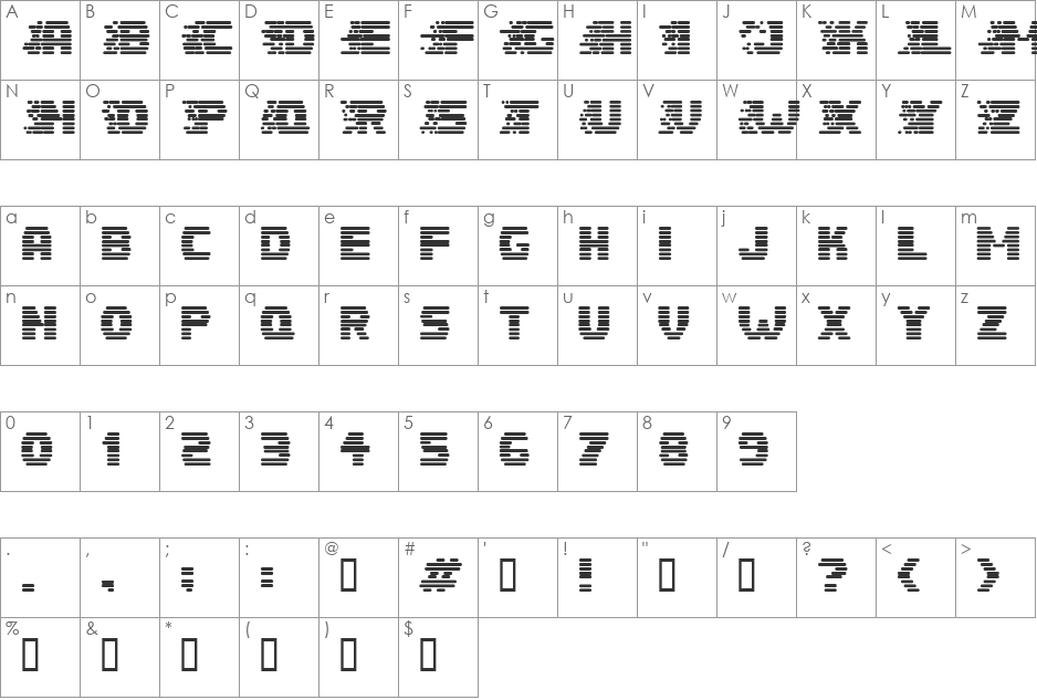 Speedster font character map preview