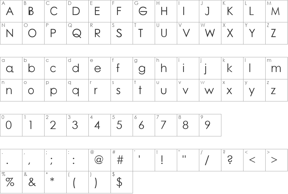 BDP GeLLY font character map preview
