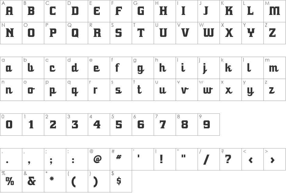 SpeedwaySG font character map preview