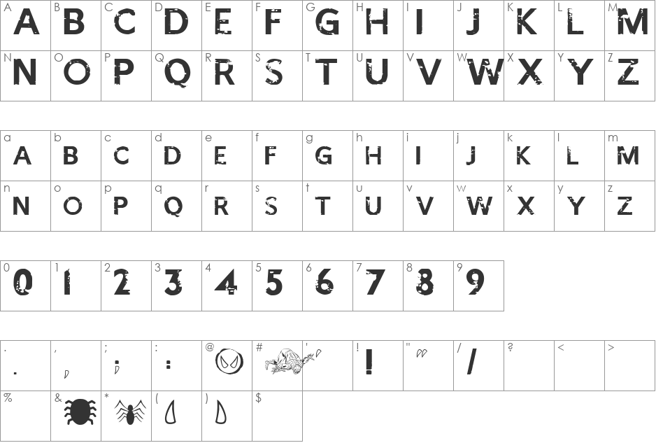 SPIDER-MAN : ECLIPSE font character map preview