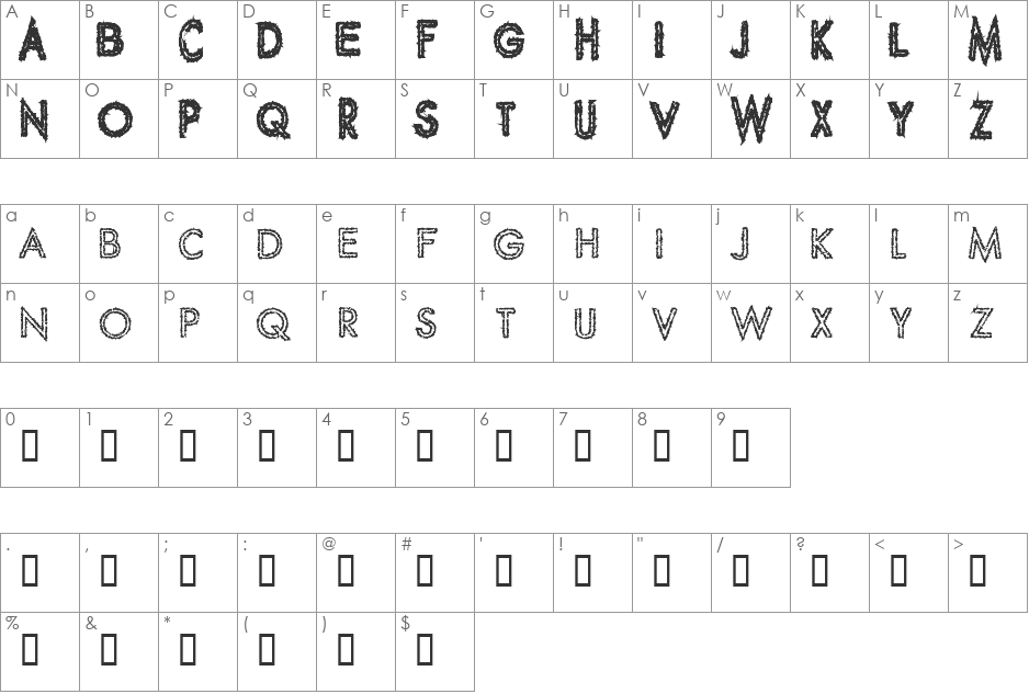 Spike Crumb Geiger font character map preview