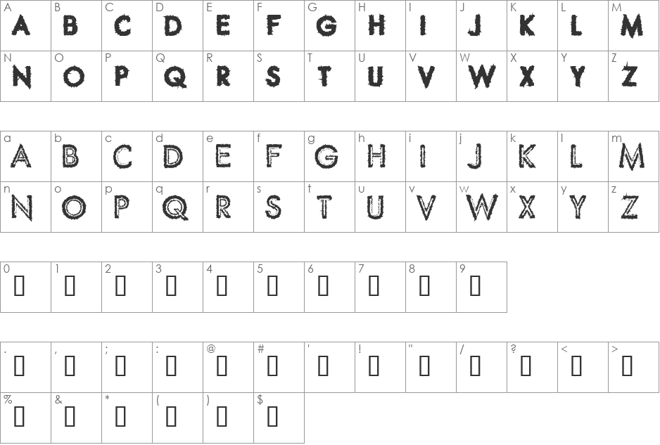 Spike Crumb Swollen font character map preview