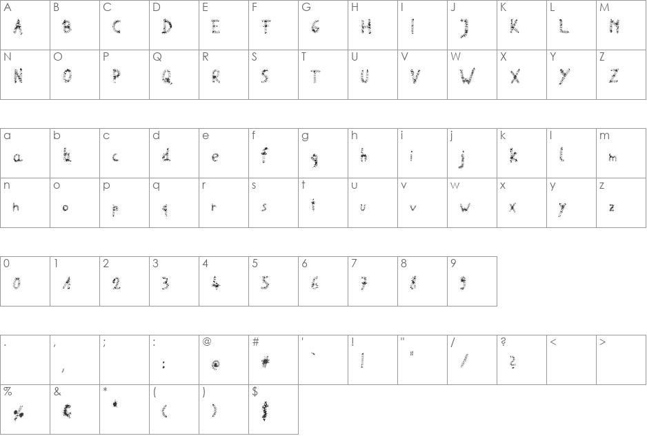 spikes font character map preview