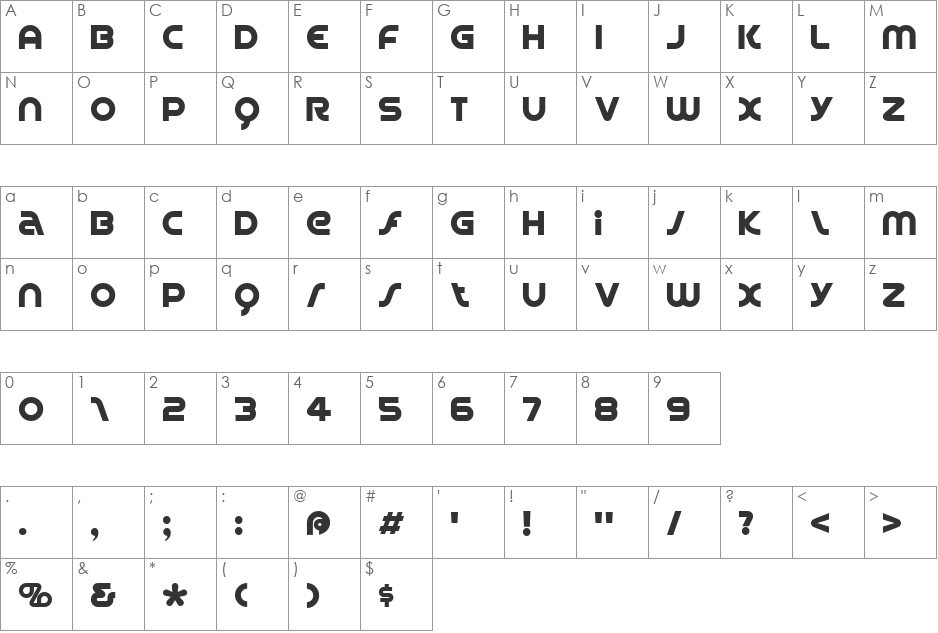 Spin Cycle font character map preview