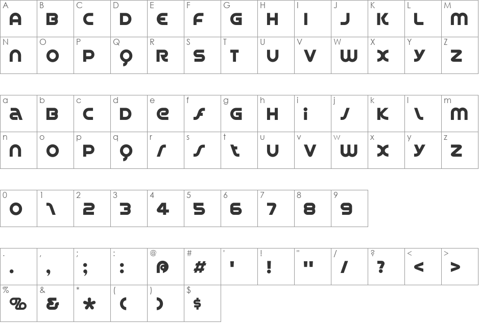 Spin Cycle font character map preview