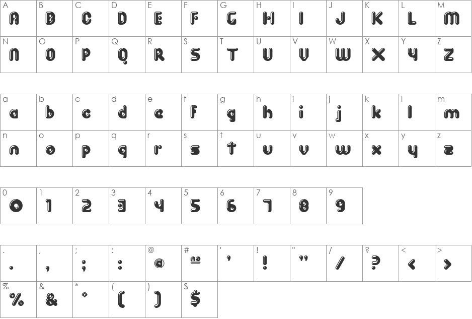 Spit Shine font character map preview