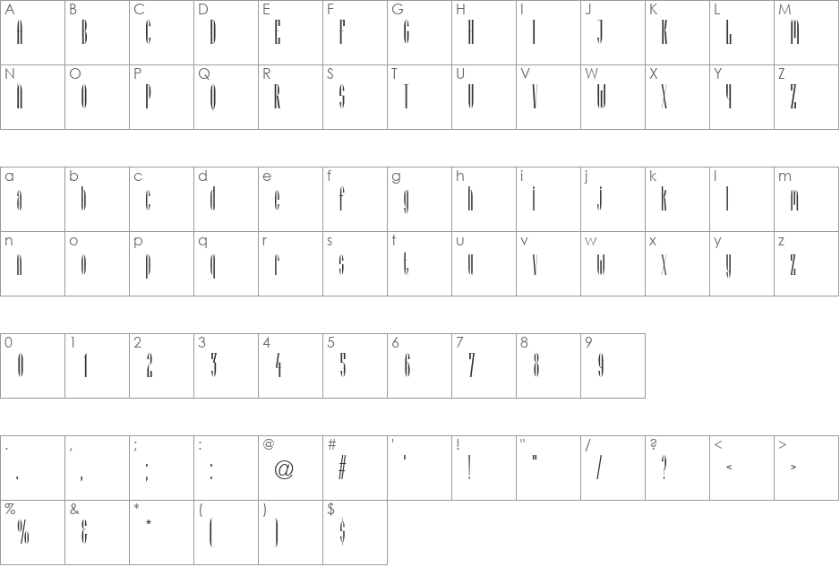 SpitbolAlternateSSK font character map preview