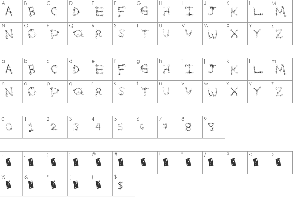 SplatterFuntime font character map preview