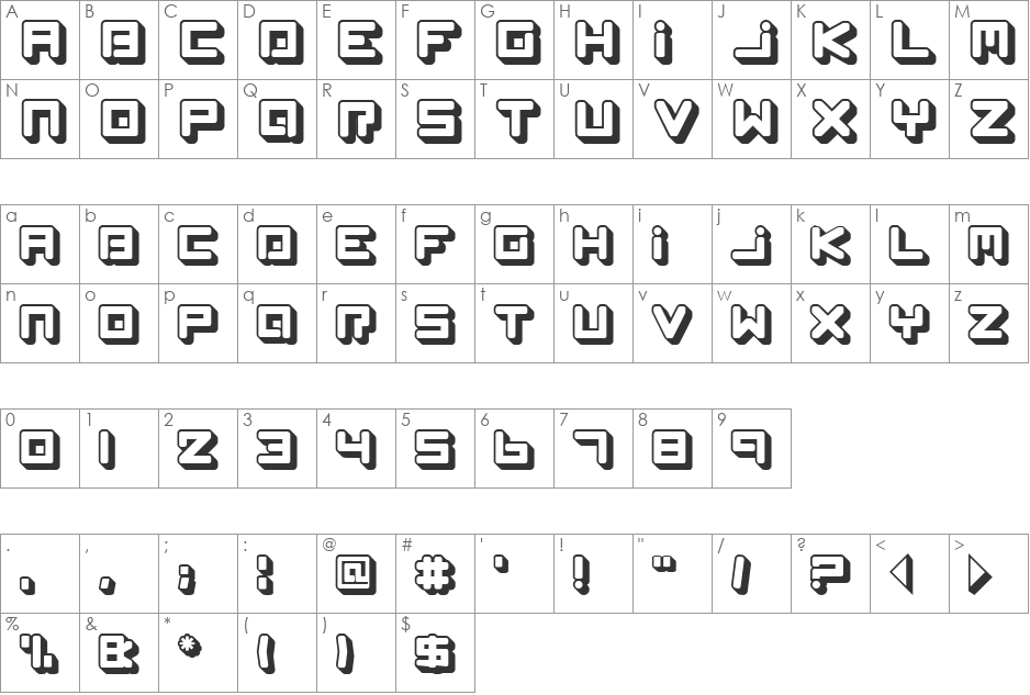 Spleen Machine Az font character map preview