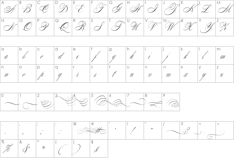 SplendidOrnamenty font character map preview