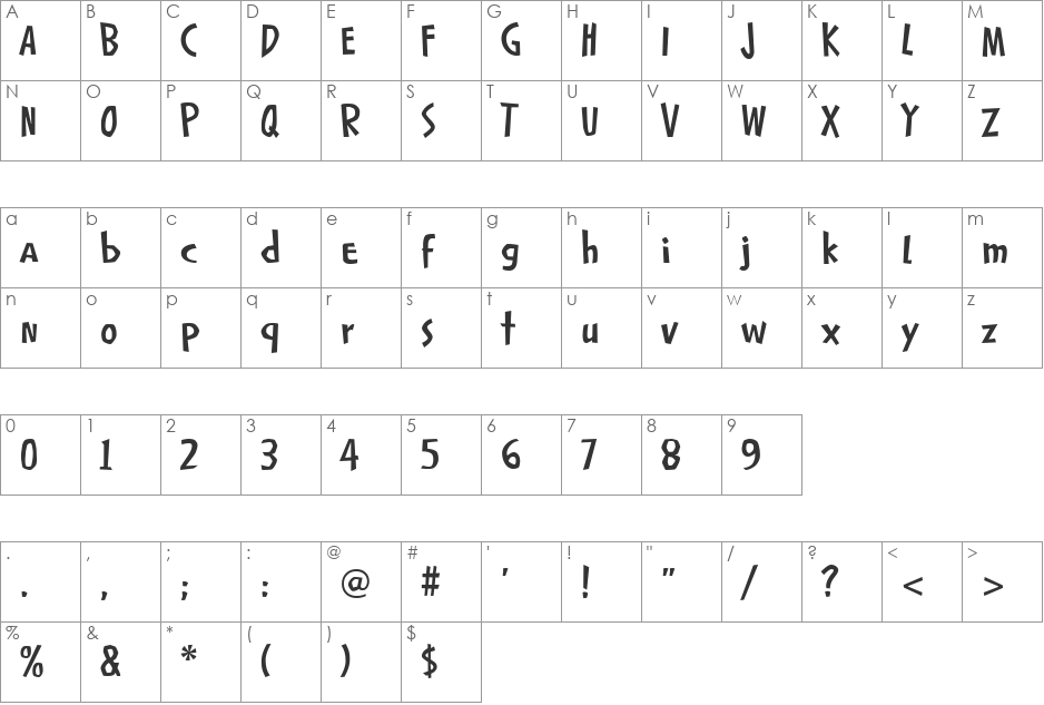 SplintHmkBold font character map preview