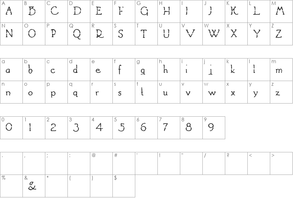 Split Decision font character map preview