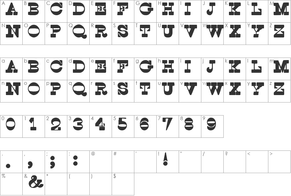 Spoghetti Western tfb font character map preview