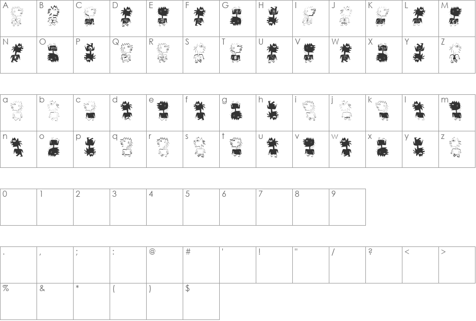 Spontcomic font character map preview