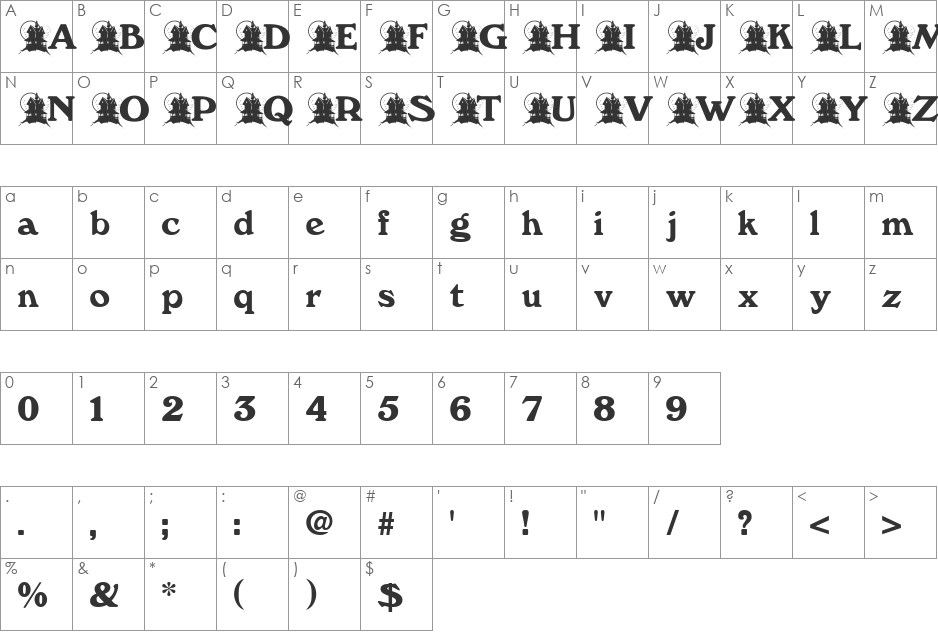 SpookyHouse Becker font character map preview