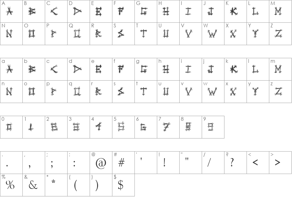 Spoonge Punk font character map preview
