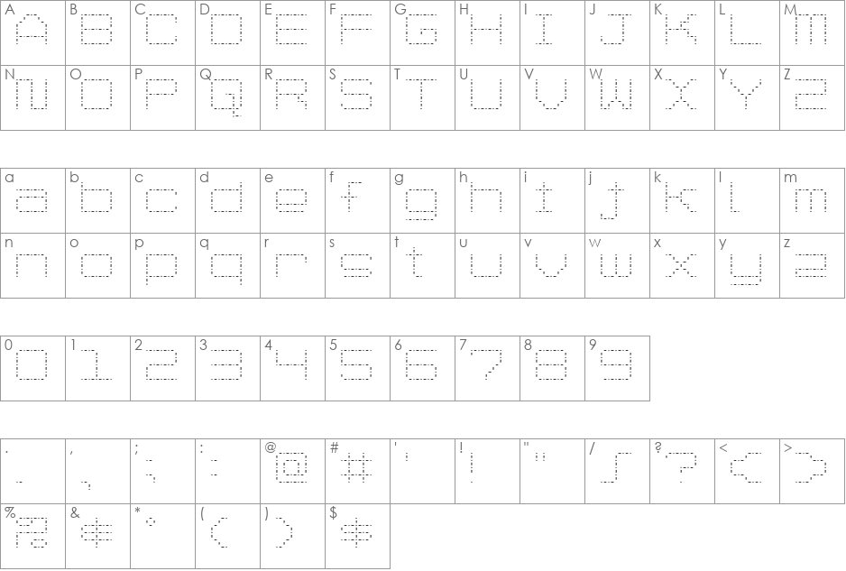 Spot Matrix font character map preview
